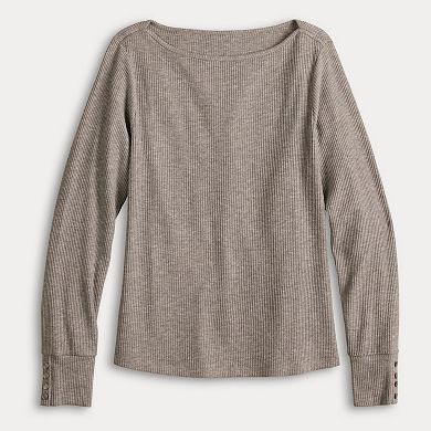 Petite LC Lauren Conrad Long Sleeve Boat Neck Tee