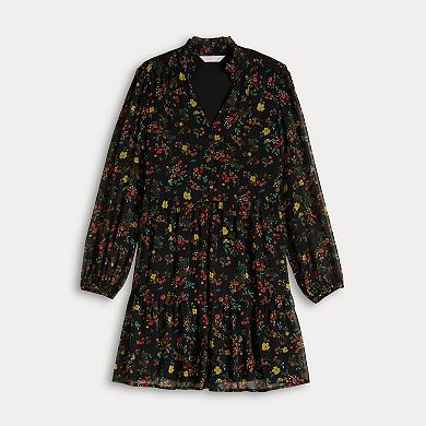 Petite LC Lauren Conrad Babydoll Tiered Shirt Dress