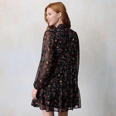 Petite LC Lauren Conrad Babydoll Tiered Shirt Dress