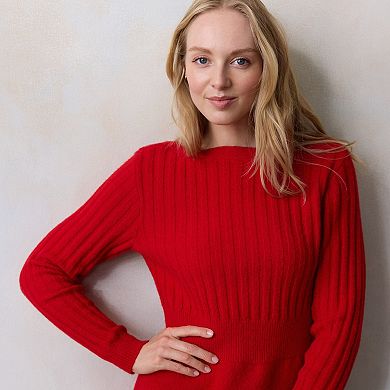 Petite LC Lauren Conrad Boat Neck Sweater Mini Dress