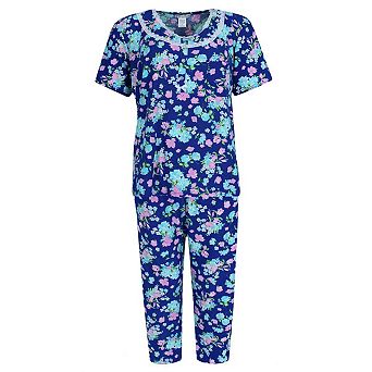 Elegant Emily Women's Plus Size Floral Short Sleeve Capri Set