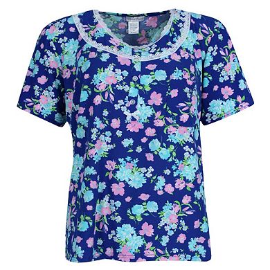 Elegant Emily Women's Plus Size Floral Short Sleeve Capri Set