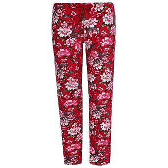 Elegant Emily Women's Floral Polysuede Open Bottom Pajama Pants