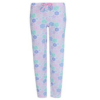 Elegant Emily Women's Floral Polysuede Open Bottom Pajama Pants