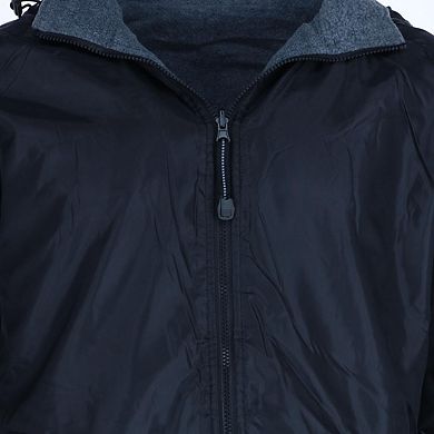 CTM Men's Solid Color Water Resistant Hooded Zip Up Winderbreaker Jacket