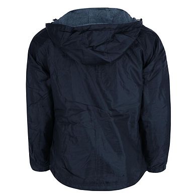 CTM Men's Solid Color Water Resistant Hooded Zip Up Winderbreaker Jacket