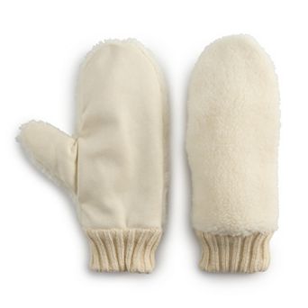 Women's Sonoma Goods For Life® Teddy & Suede Rib Cuffed Mittens