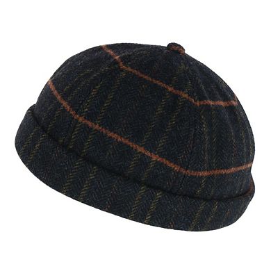 Epoch Hats Company Men's Plaid Retro Rolled Cuff Fisherman Wool Cap