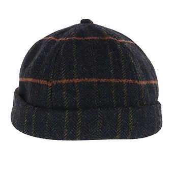 Epoch Hats Company Men's Plaid Retro Rolled Cuff Fisherman Wool Cap