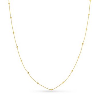 Color Romance 14k Gold 2 mm Bead Station Necklace