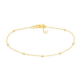 Color Romance 14k Gold 2 mm Beaded Station Necklace