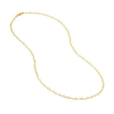 Color Romance 14k Gold Heart Link Chain Necklace