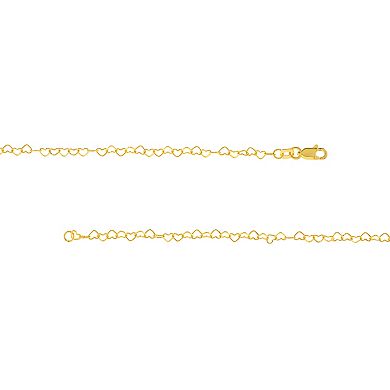 Color Romance 14k Gold Heart Link Chain Necklace