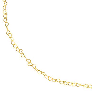 Color Romance 14k Gold Heart Link Chain Necklace