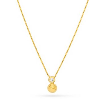 Color Romance 14k Gold Diamond Accent Bezel & 5 mm Bead Necklace