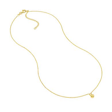 14k Gold Diamond Accent Bezel & 5 mm Bead Necklace