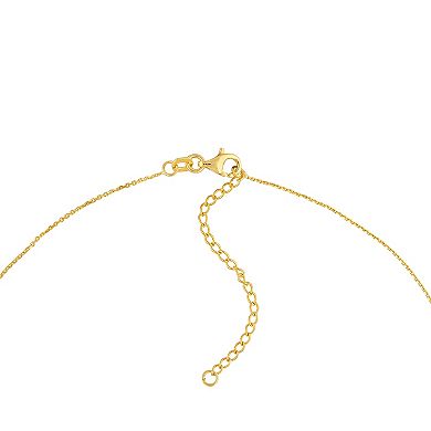 14k Gold Diamond Accent Bezel & 5 mm Bead Necklace