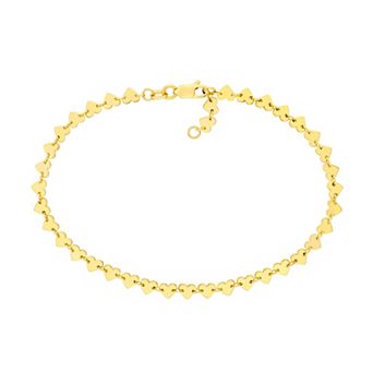 Color Romance 14k Gold Side-by-Side Heart Station Bracelet