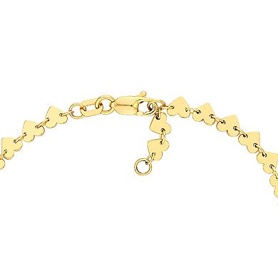 Color Romance 14k Gold Side-by-Side Heart Station Bracelet