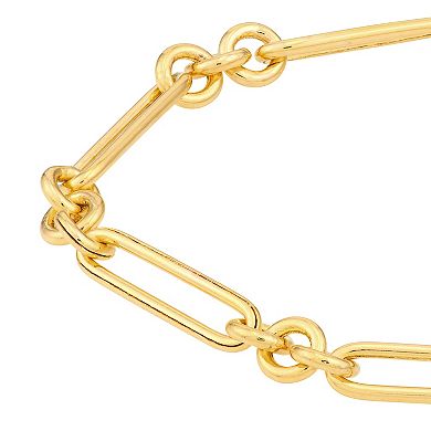 Color Romance 14k Gold 3+1 Hollow Paper Clip Chain Bracelet