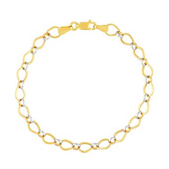 Color Romance Two-Tone 14k Gold Hollow Link Chain Bracelet