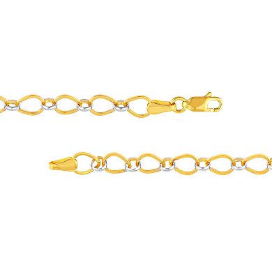 Color Romance Two-Tone 14k Gold Hollow Link Chain Bracelet