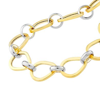 Color Romance Two-Tone 14k Gold Hollow Link Chain Bracelet