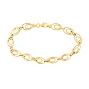Color Romance 14k Gold Graduated Double Oval Link Bracelet