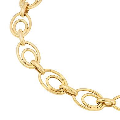 Color Romance 14k Gold Graduated Double Oval Link Bracelet