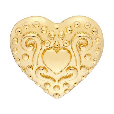 Color Romance 14k Gold Heart Pattern Stud Earrings