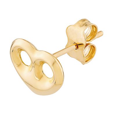 Color Romance 14k Gold Puffed Heart Mariner Stud Earrings