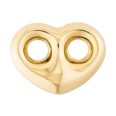Color Romance 14k Gold Puffed Heart Mariner Stud Earrings