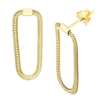 Color Romance 14k Gold Hollow Loop Snake Chain Drop Earrings