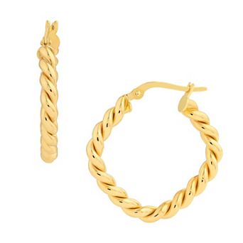Color Romance 14k Gold Square Twist Hoop Earrings