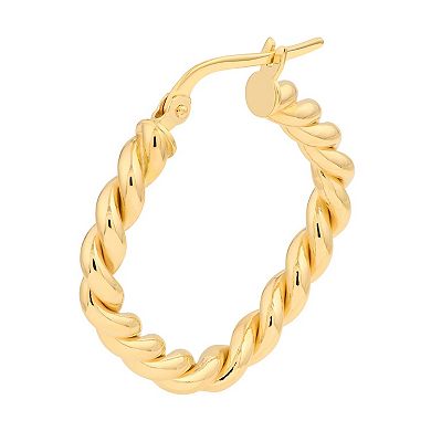 Color Romance 14k Gold Square Twist Hoop Earrings