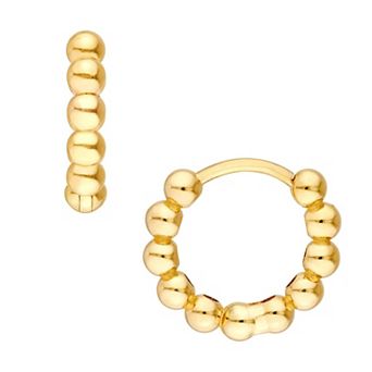 Color Romance 14k Gold Bead Hoop Earrings