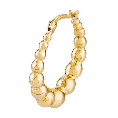 Color Romance 14k Gold Graduated Bead Hoop Earrings