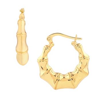 Color Romance 14k Gold Graduated Bamboo Hoop Earrings