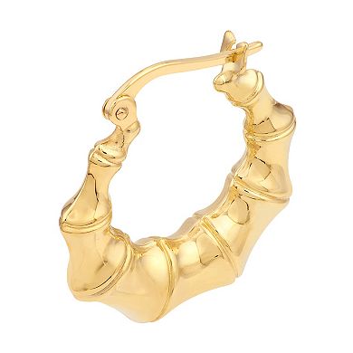 Color Romance 14k Gold Graduated Bamboo Hoop Earrings