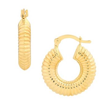 Color Romance 14k Gold Textured Hoop Earrings