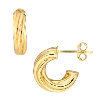 Color Romance 14k Gold 6 mm Twisted C-Hoop Earrings