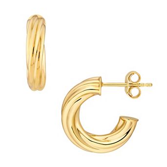 Color Romance 14k Gold 8 mm Twisted C-Hoop Earrings