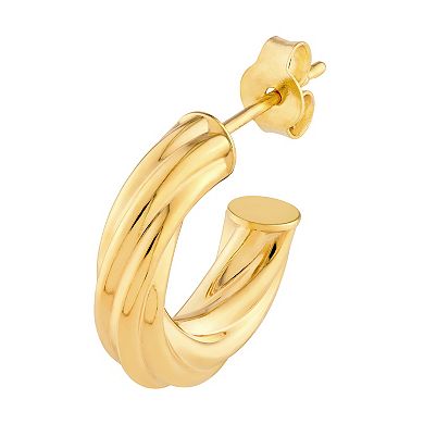 Color Romance 14k Gold 8 mm Twisted C-Hoop Earrings