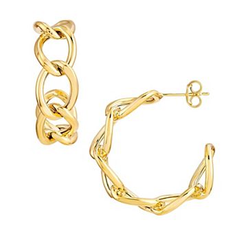 Color Romance 14k Gold Round Links C-Hoop Earrings