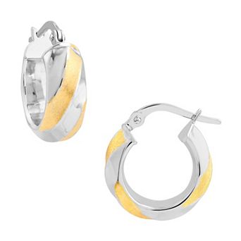 Color Romance Two-Tone 14k Gold Twisted Hoop Earrings