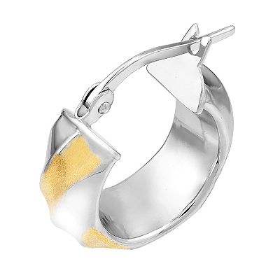 Color Romance Two-Tone 14k Gold Twisted Hoop Earrings