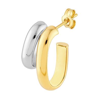 Color Romance Two-Tone 14k Gold Double C-Hoop Earrings
