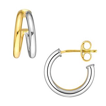 Color Romance 14k Gold Two-Tone Double Open Hoop Earrings