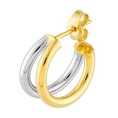 Color Romance 14k Gold Two-Tone Double Open Hoop Earrings