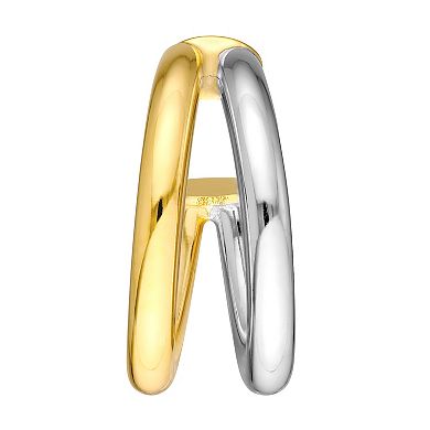 Color Romance 14k Gold Two-Tone Double Open Hoop Earrings